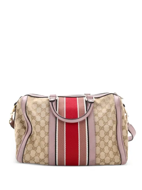 Gucci Pre-Owned Vintage Web Boston Bag GG Canvas Medium satchel Brown CG1RPHCGFW617TOX
