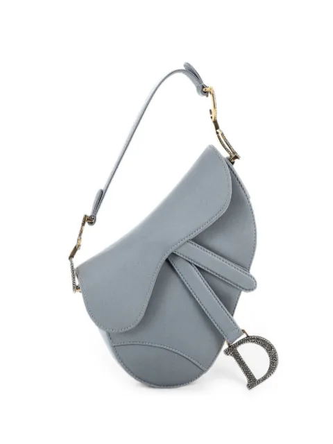 Christian Dior Pre-Owned Saddle Handbag Satin with Crystals Mini shoulder bag Blue VX90RORZK1GAIF9A