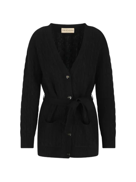 Valentino Garavani cable-knit belted cardigan Black BKA16DAB9