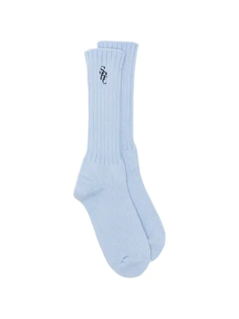 Sporty & Rich logo-embroidered ribbed-knit socks Blue AC09775302BL9