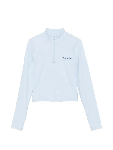 Sporty & Rich logo-print quarter-zip top Blue TO10275326B