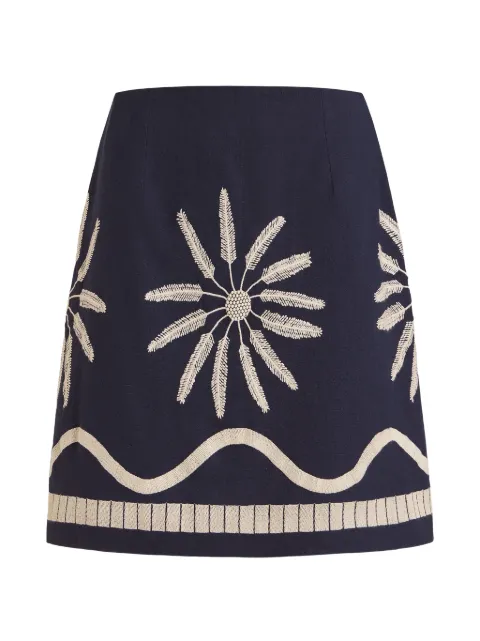Marie Oliver Orlee embroidered cotton skirt Blue 385C355