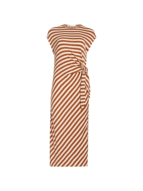 Marie Oliver Elowyn striped tie-waist midi dress Brown 940D375