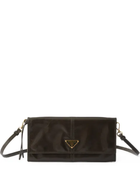 Prada leather wallet with shoulder strap Green 1MT0362CYR