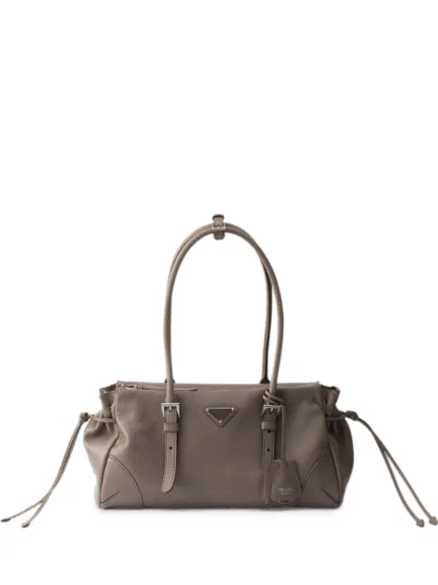 Prada Bonnie medium antiqued leather tote bag Grey 1BG628VOOX2HF2