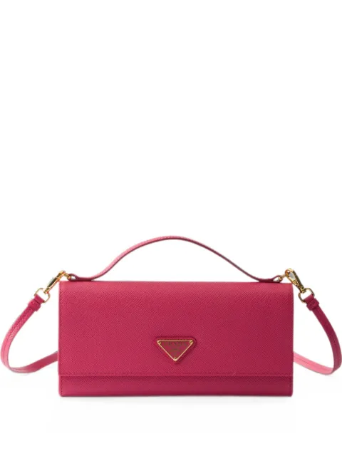 Prada Saffiano leather wallet with shoulder strap Pink 1MT042QHH