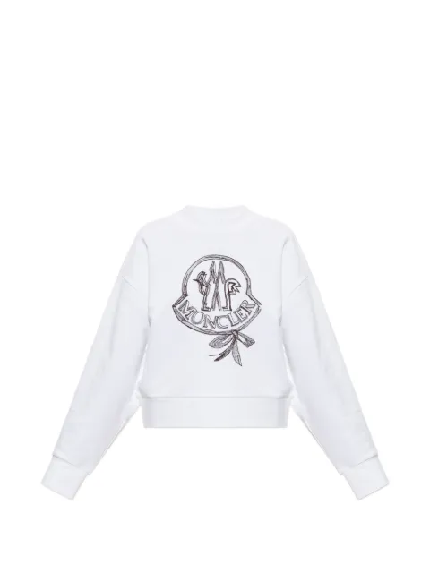 Moncler logo-embroidered long-sleeve sweatshirt White L20938G00025899V4