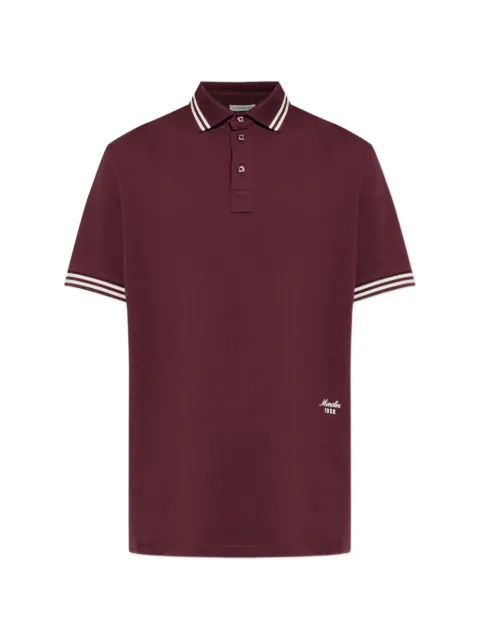 Moncler logo-embroidered striped-trim polo shirt Red L20918A0000389A16