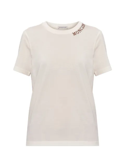 Moncler logo-embroidered T-shirt Neutrals L20938C0000489AJU