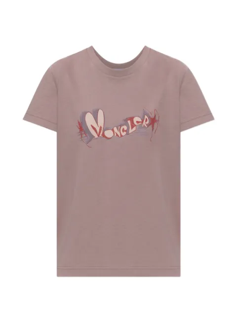 Moncler logo-print T-shirt Pink L20938C0001689B8U
