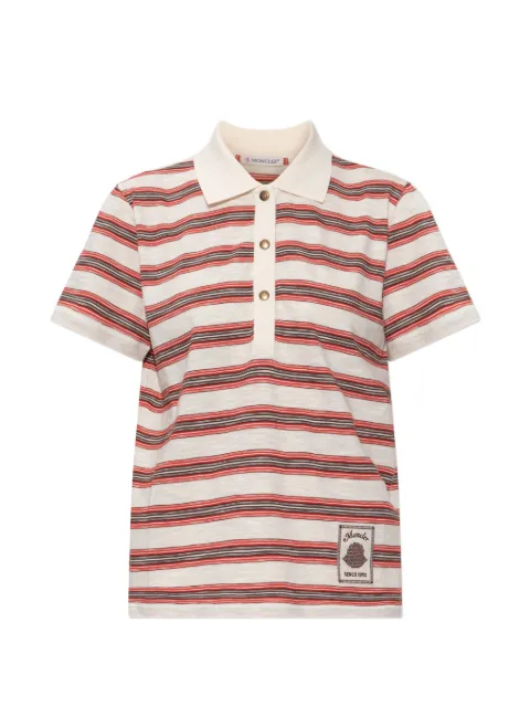Moncler striped short-sleeve polo shirt White L20938A0000189BHX