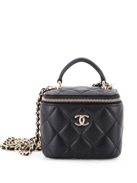 CHANEL Pre-Owned Classic Top Handle Vanity Case with Chain Quilted Lambskin Mini crossbody bag Black IVTWYDN8SOSPYTRR