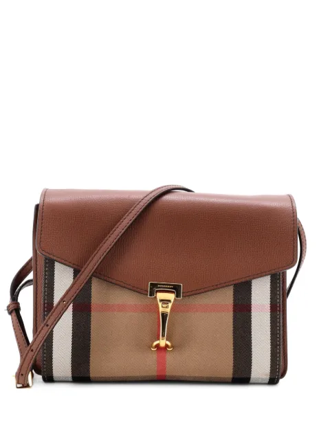 Burberry Pre-Owned Macken Leather and House Check Canvas Small crossbody bag Brown YU0J2Y71L4YJHXLB
