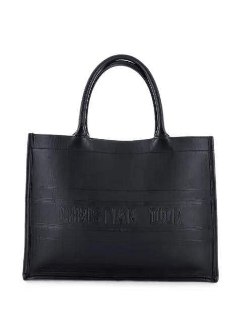 Christian Dior Pre-Owned Book Oblique Embossed Calfskin Medium tote bag Black 80XS0XLX4URTBPIT