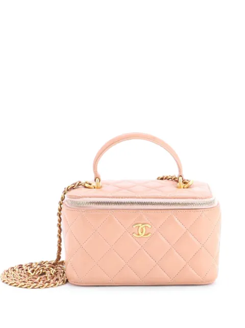 CHANEL Pre-Owned Classic Top Handle Vanity Case with Chain Quilted Lambskin Small crossbody bag Neutrals WIJ5VKO3IWZ3DYA8