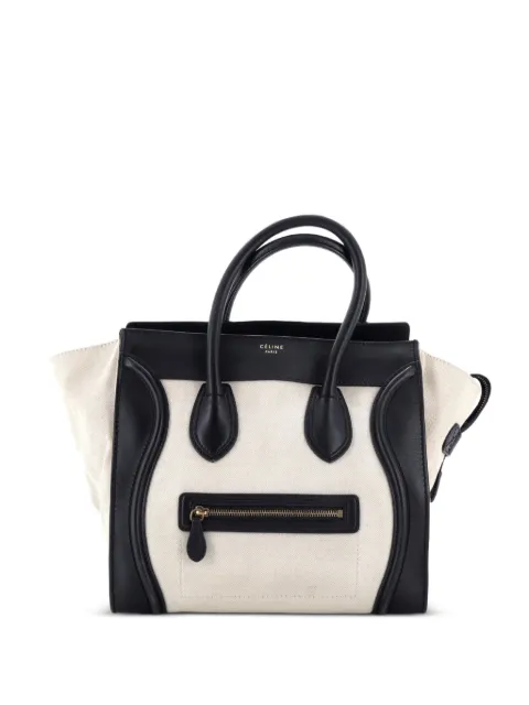 Celine Pre-Owned Luggage Bag Canvas and Leather Micro tote bag Neutrals W32LU06RJU322ZCM