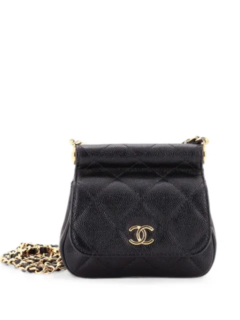 CHANEL Pre-Owned Bar Clutch on Chain Quilted Caviar Mini crossbody bag Black VMG8EBD4T094MAD5