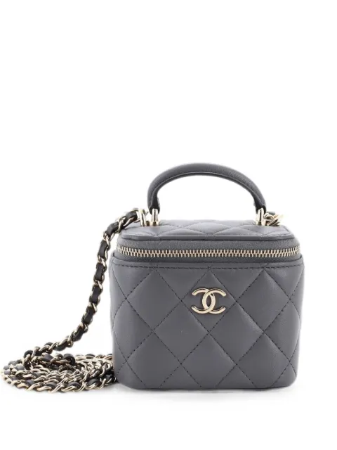 CHANEL Pre-Owned Classic Top Handle Vanity Case with Chain Quilted Lambskin Mini crossbody bag Grey VDFAC6QCZ2XPYW17