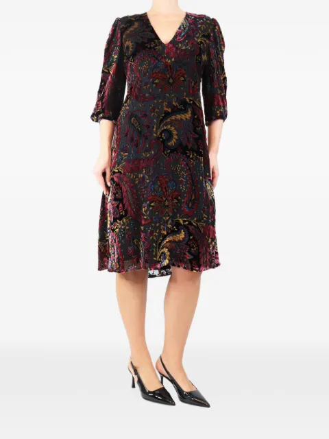Etro Pre-Owned paisley V-neck midi dress Black MULTICOLOURPAISLEYVELOURMIDIDRESS