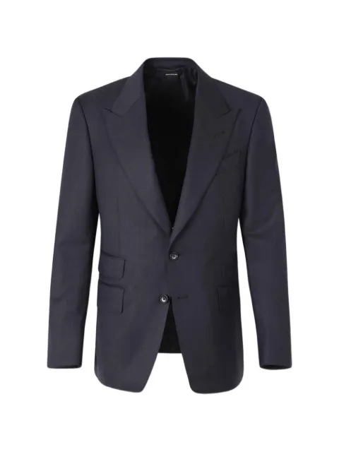 TOM FORD herringbone peak-lapel suit Blue 2LEP01W0142
