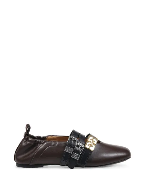 GANNI buckle-strap ballet flats Brown D1020001