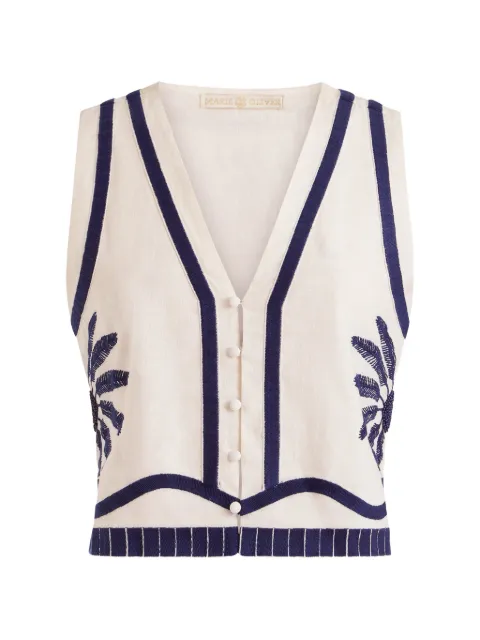 Marie Oliver Zahara embroidered sleeveless top Neutrals 1Z16355