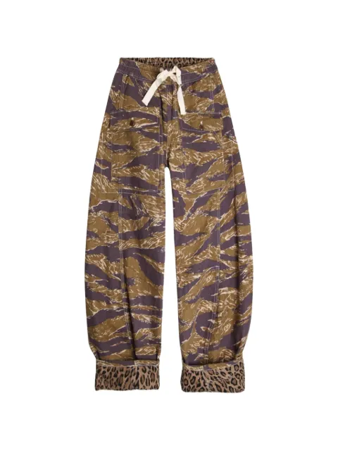 R13 reversible leopard-stripe trousers Green R13WD263D497A