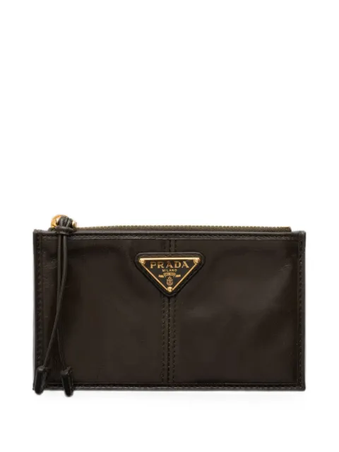 Prada leather card holder with zipper Green 1MC0862CYR