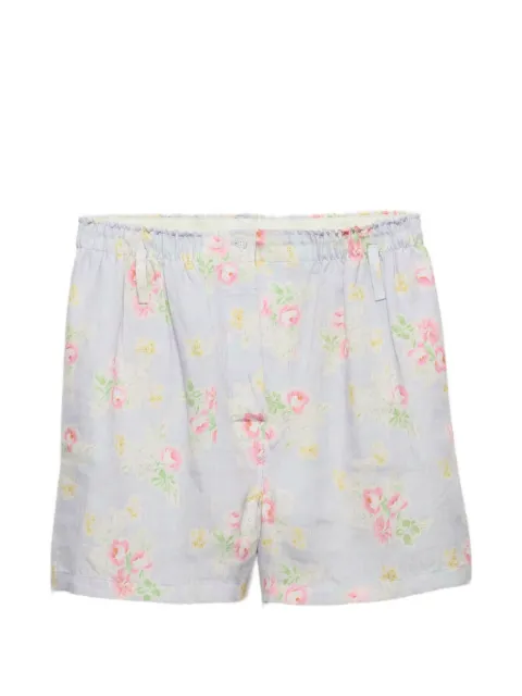 Prada floral-print old-linen shorts Blue P240KCSOOO19ZI