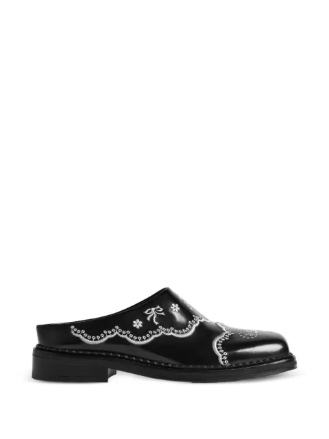 Simone Rocha embroidered leather mules Black BRG220740