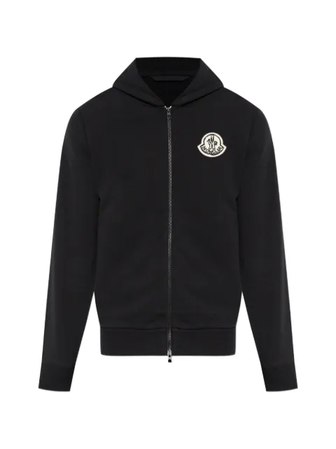 Moncler logo-patch zip-up hoodie Black L20918G00027899V4