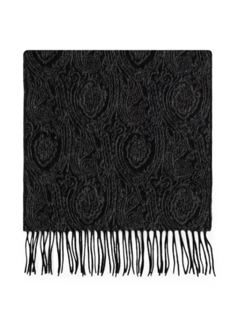 ETRO paisley-jacquard fringed scarf Black MATA0074AQ13X