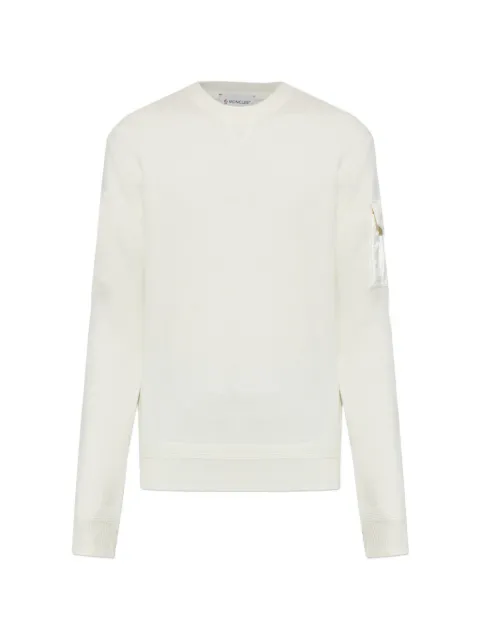 Moncler sleeve-pocket logo-patch sweater Neutrals L20919C00001M1131