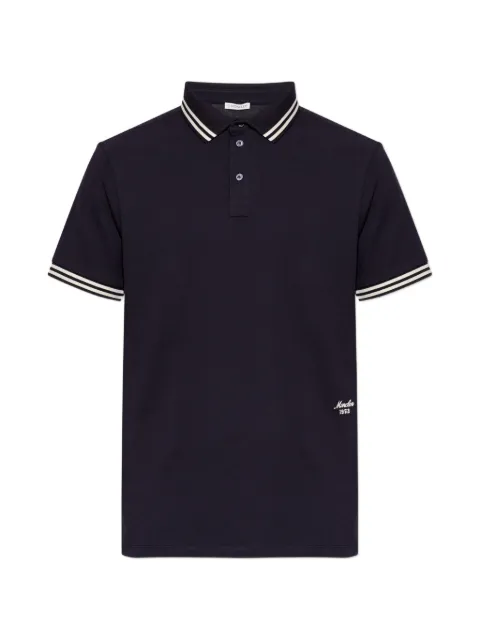 Moncler striped-trim logo-patch polo shirt Blue L20918A0000389A16