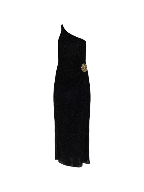 Oséree one-shoulder metallic-effect midi dress Black MSF268LUREX