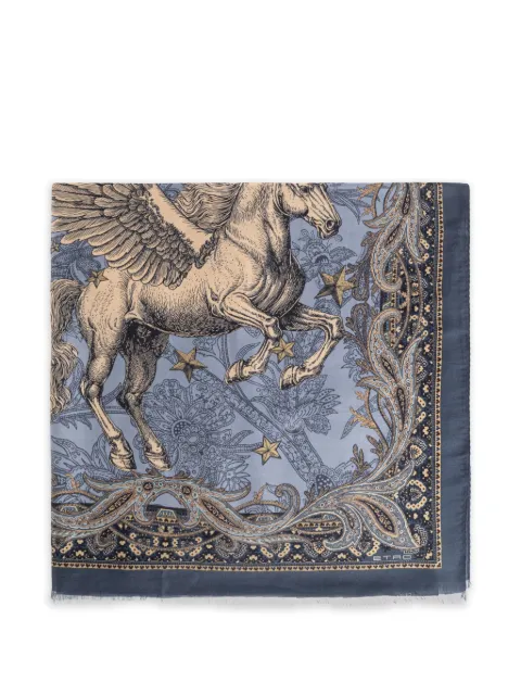 ETRO Pegasus paisley-print scarf Blue MATA0038AK1BY