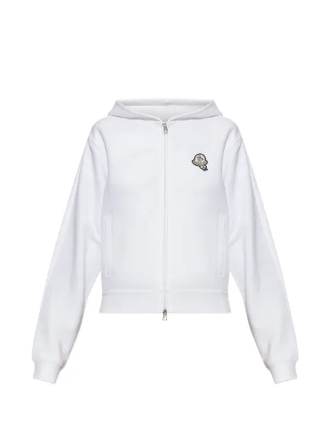 Moncler logo-patch zip-up hoodie White L20938G00026899V4