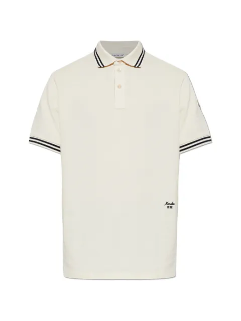 Moncler logo-embroidered polo shirt Neutrals L20918A0000389A16