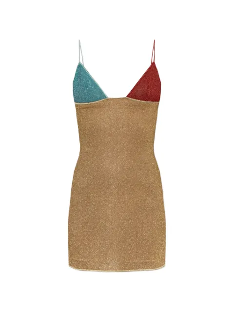Oséree lurex-thread spaghetti-strap mini dress Gold LDS250