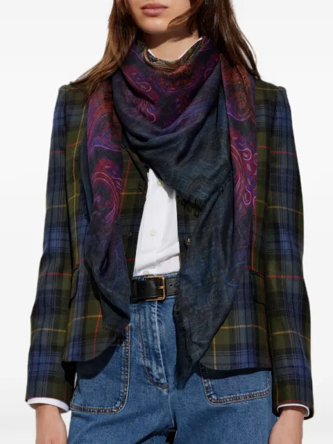 ETRO Paisley-print frayed-edge shawl Blue WAYA0001A