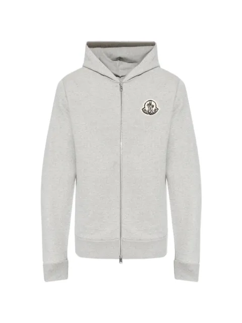 Moncler logo-patch zip-up hoodie Grey L20918G00027899V4