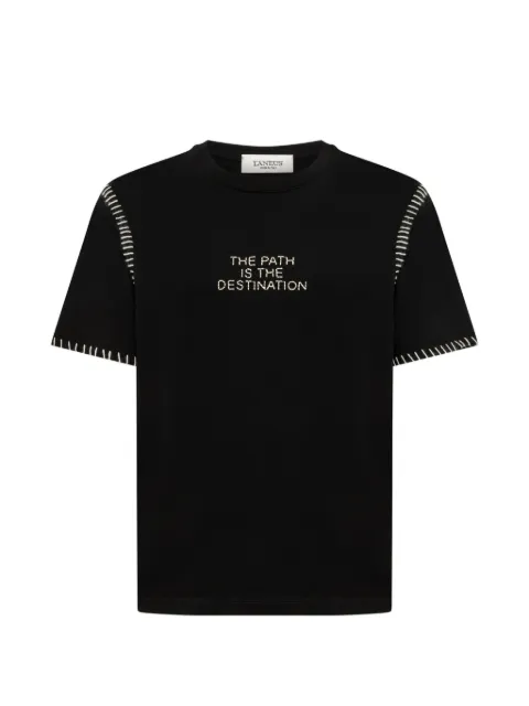 Laneus blanket-stitched T-shirt Black F6LAUATH194