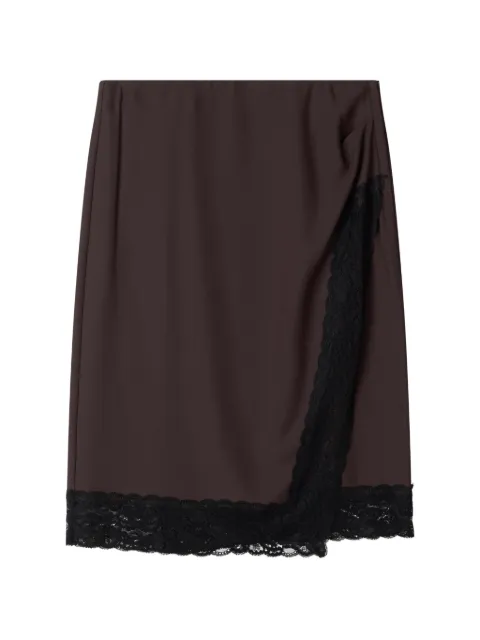 Stylein Millicent lace-trim wrap mini skirt Brown MILLICENT