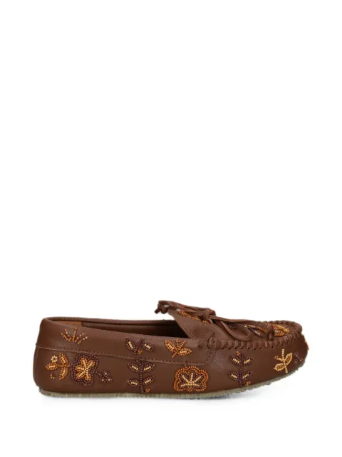 DE SIENA SHOES Arianna bead-embellished leather loafers Brown 38626