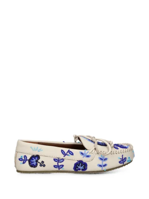 DE SIENA SHOES Arianna bead-embellished floral loafers Neutrals 36126