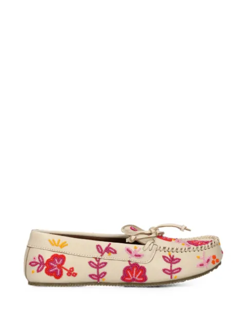 DE SIENA SHOES Arianna bead-embellished leather loafers Neutrals 36226
