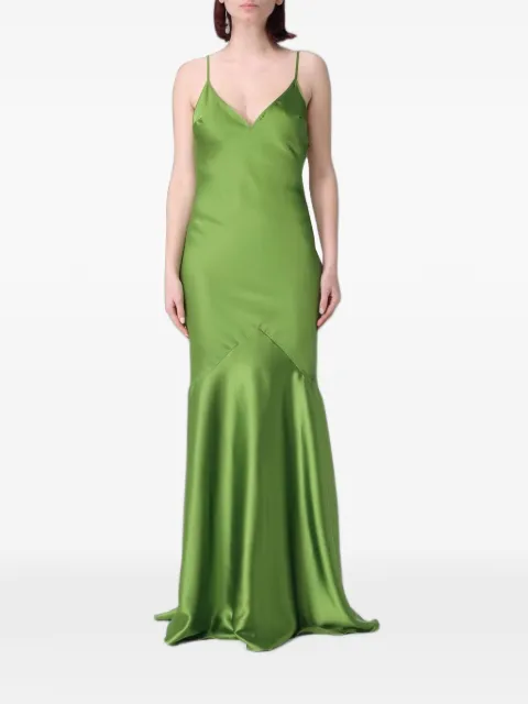 Elisabetta Franchi satin open-back maxi dress Green ABR3462E2