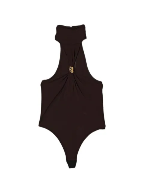 Elisabetta Franchi cut-out halterneck bodysuit Brown BO01761E2