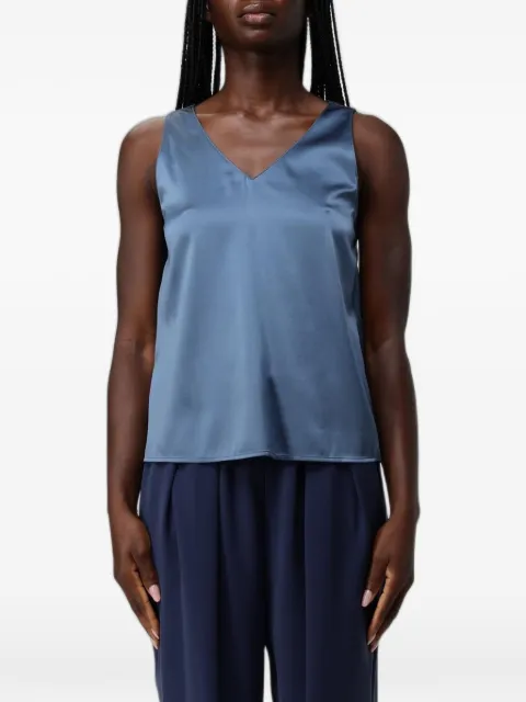 Emporio Armani satin-finish V-neck top Blue EW002199AF17300U9302
