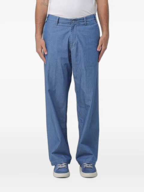 Emporio Armani logo-patch straight-leg trousers Blue EM001895AF21623MB003